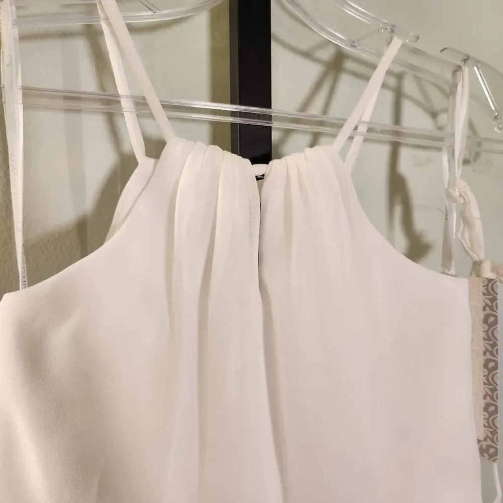 CHRISTINA WU NWT White Chiffon Halter Dress, Girls Size 10